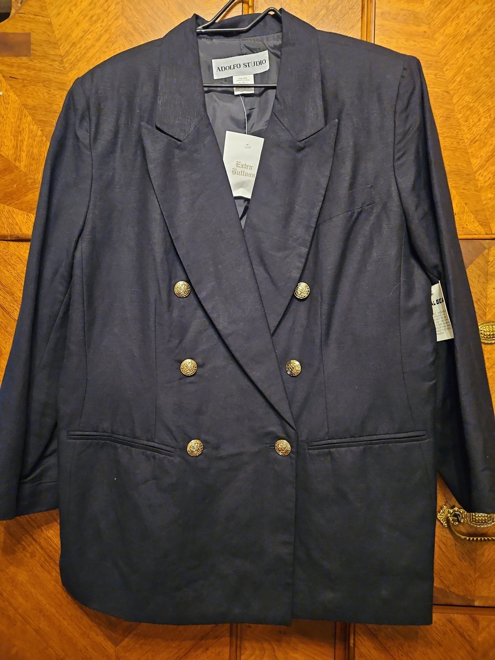 Adolpho 18 W Women's Double-Breasted Black Blazer Gold Buttons